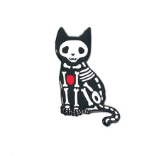 Load image into Gallery viewer, Skeleton Cat Enamel Pin- Halloween Cat Pin
