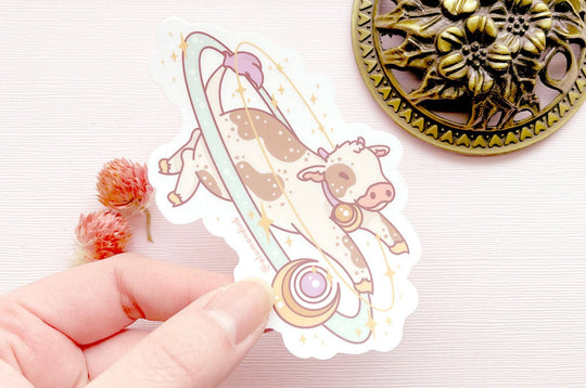 Cosmic Cow Clear Vinyl Sticker