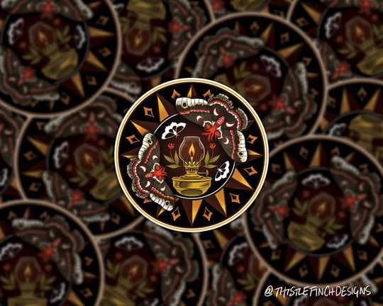 Moths to a Flame Hex Sign PA Dutch Vinyl Sticker