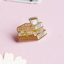 Load image into Gallery viewer, Tea and Books Enamel Pin
