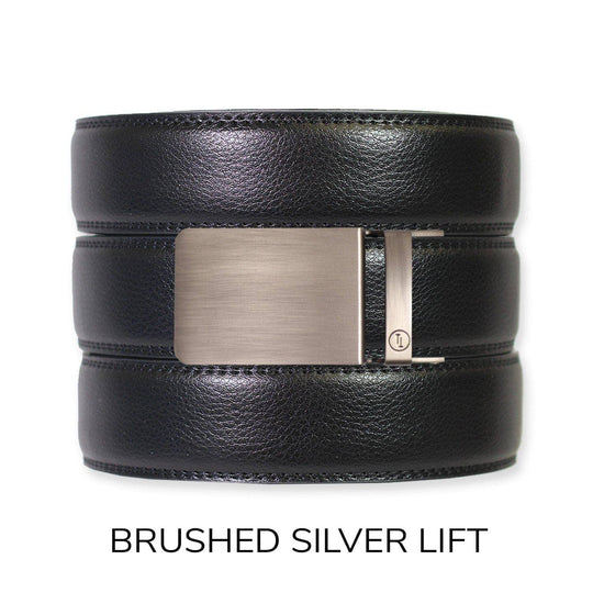 Black Leather Ratchet Belt &amp; Buckle Set