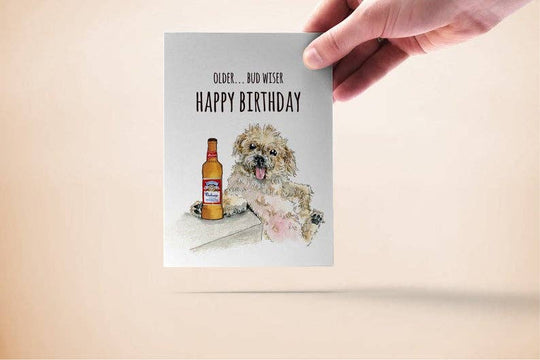 Older Budwiser Dog - Funny Birthday Card
