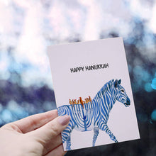 Load image into Gallery viewer, Zebra Menorah - Funny Hanukkah Card
