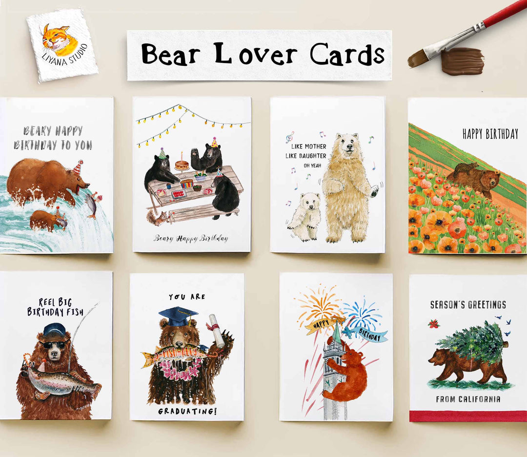 Camping Tent Bear - Funny Birthday Card