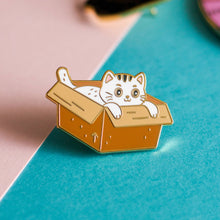 Load image into Gallery viewer, Box Cat Enamel Pin
