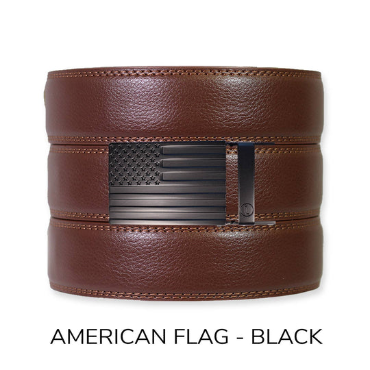 Chestnut Leather Ratchet Belt &amp; Buckle Set