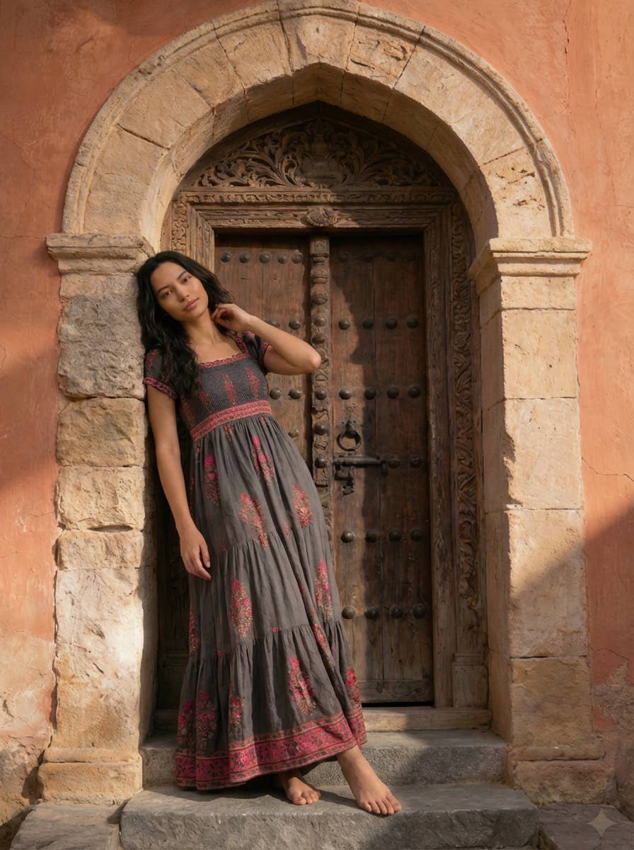 Block Printed Smock Dress