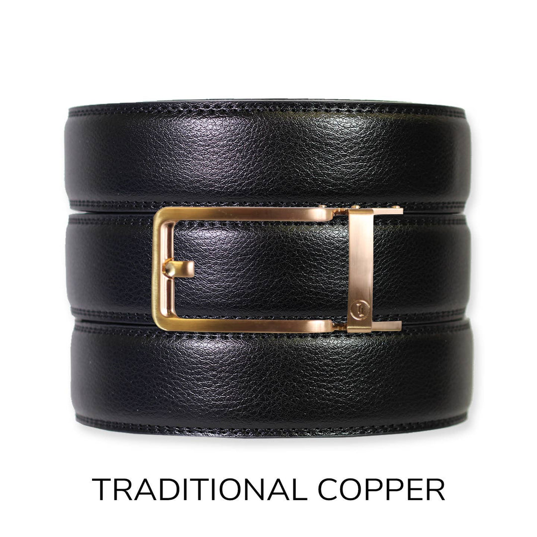 Black Leather Ratchet Belt &amp; Buckle Set