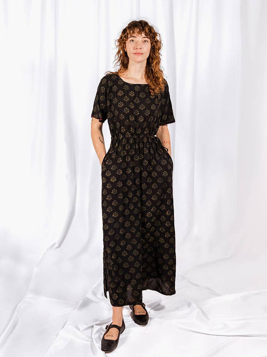 Aimee Maxi Dress Floral Stamp Black