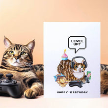 Load image into Gallery viewer, Video Gamer Cat - Funny Birthday Card
