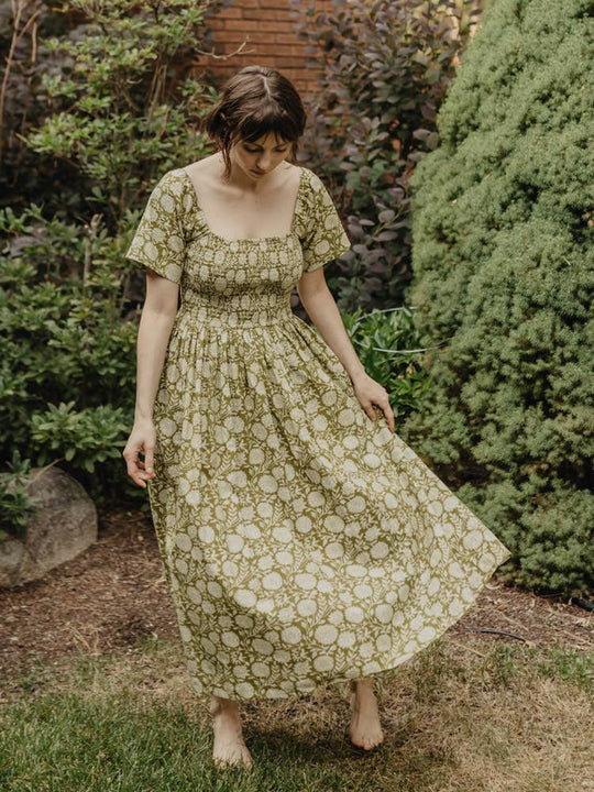 Teddy Midi Dress Pear Floral