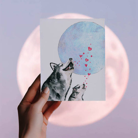Husky Howling Moon - Funny Fathers Day Card