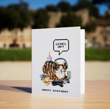 Load image into Gallery viewer, Video Gamer Cat - Funny Birthday Card
