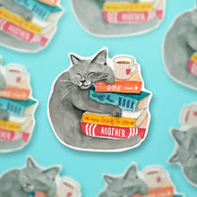 Load image into Gallery viewer, Book Lover Cat - Cute Vinyl Sticker
