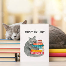 Load image into Gallery viewer, Book Lover Cat - Funny Birthday Card
