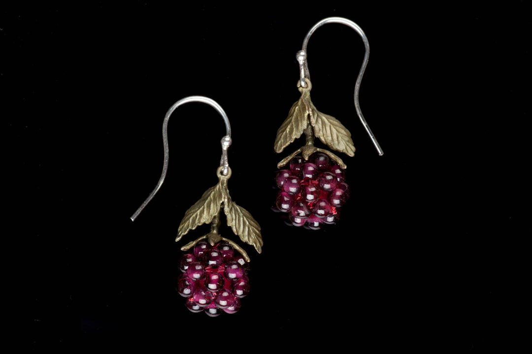 Raspberry Drop Wire Earrings