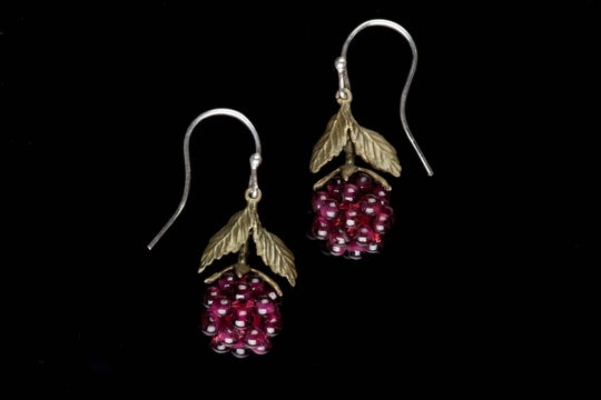 Raspberry Drop Wire Earrings