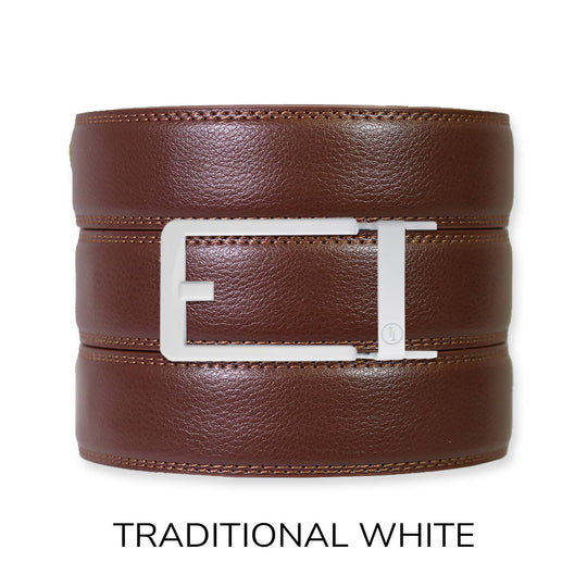 Chestnut Leather Ratchet Belt &amp; Buckle Set