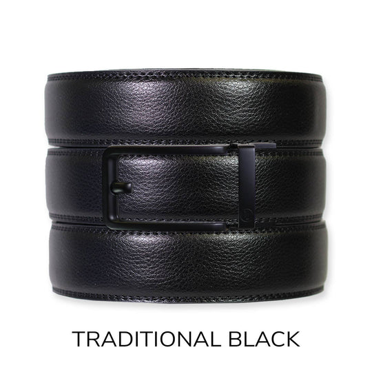 Black Leather Ratchet Belt &amp; Buckle Set