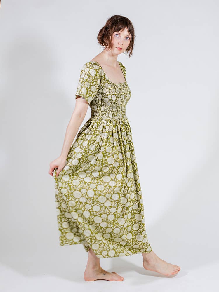 Teddy Midi Dress Pear Floral