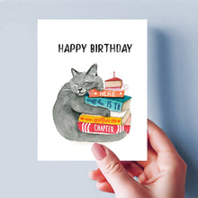 Load image into Gallery viewer, Book Lover Cat - Funny Birthday Card
