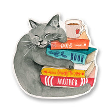 Load image into Gallery viewer, Book Lover Cat - Cute Vinyl Sticker
