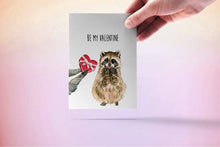 Load image into Gallery viewer, Be My Valentine Raccoon Love - Funny Valentines Day Card
