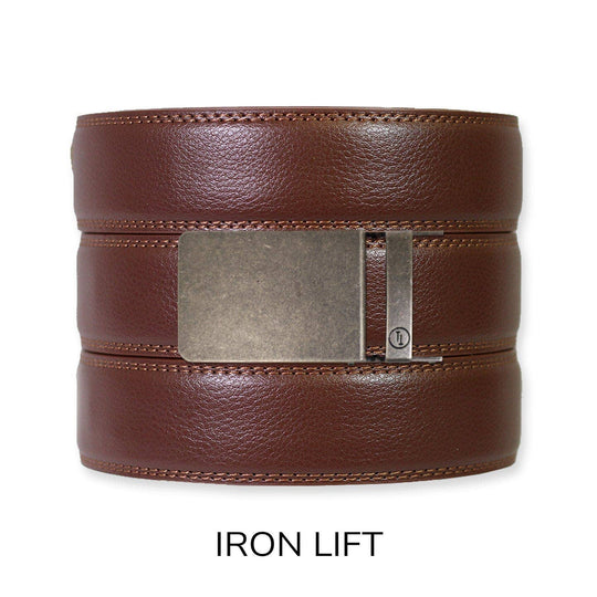 Chestnut Leather Ratchet Belt &amp; Buckle Set
