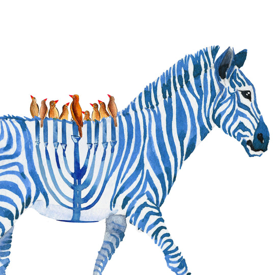 Zebra Menorah - Funny Hanukkah Card