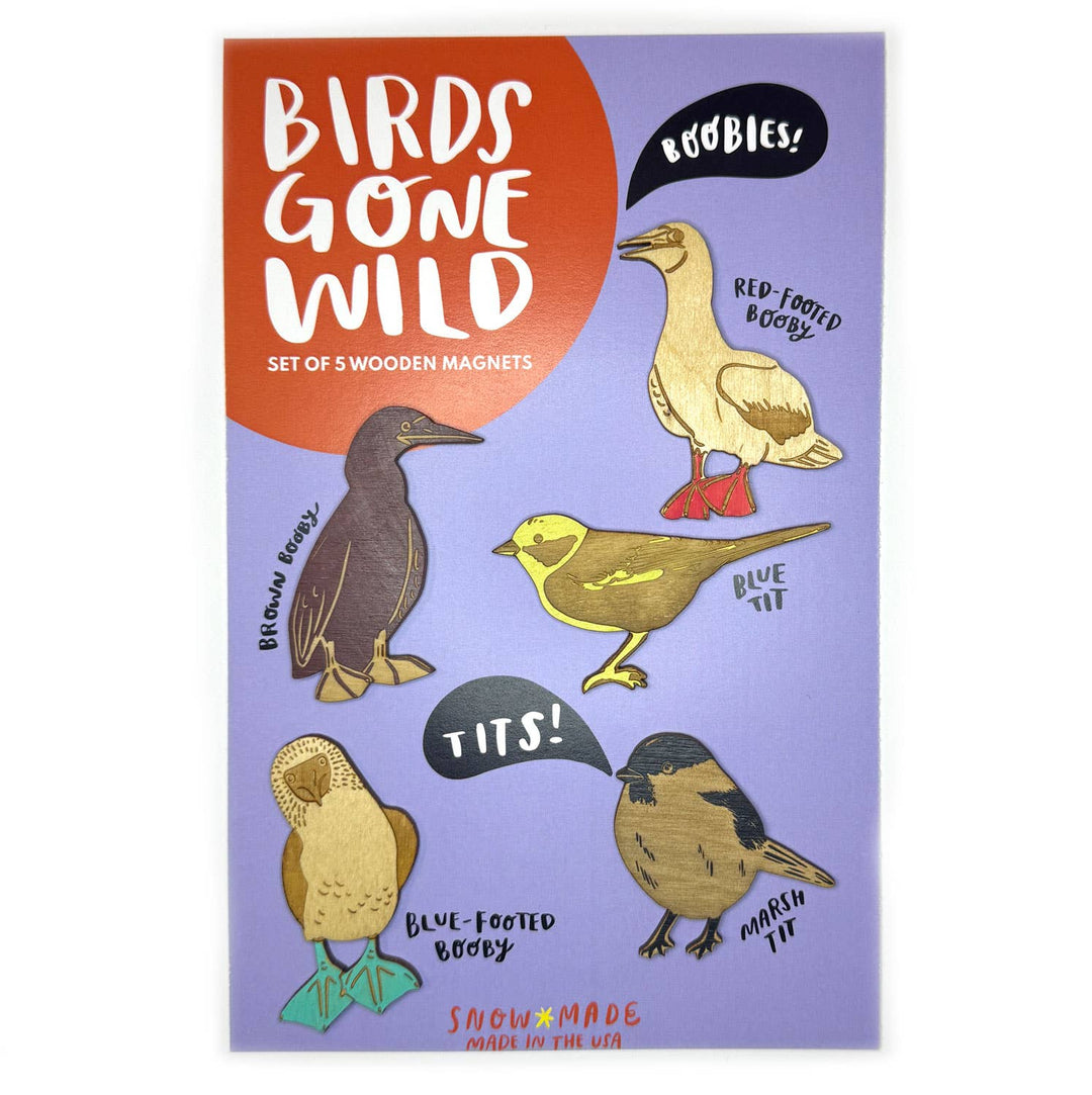 Birds Gone Wild - Tits and Boobies - Set of 5 Magnets