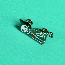 Load image into Gallery viewer, Skeleton Cat Enamel Pin- Halloween Cat Pin
