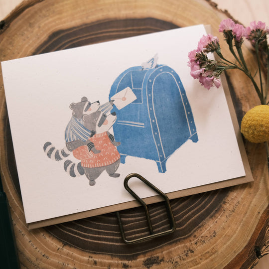 Raccoon Snail Mail Greeting Card