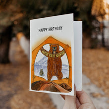 Load image into Gallery viewer, Camping Tent Bear - Funny Birthday Card
