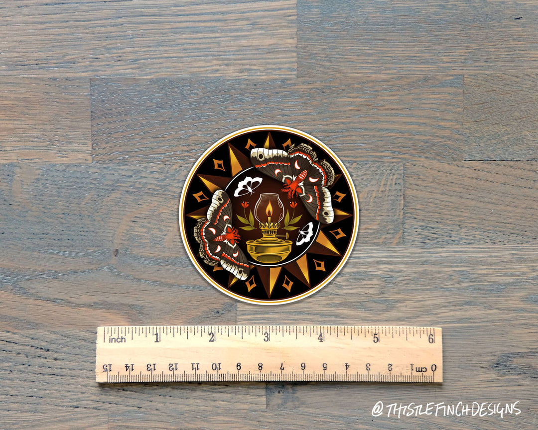 Moths to a Flame Hex Sign PA Dutch Vinyl Sticker
