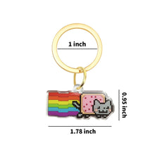 Load image into Gallery viewer, Nyan Cat Keychain - Rainbow Cat Meme Acrylic Keychain
