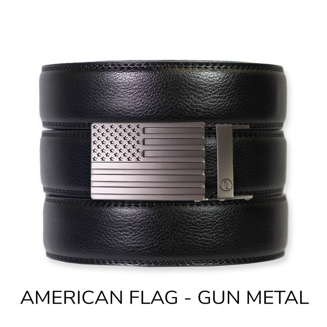Black Leather Ratchet Belt &amp; Buckle Set