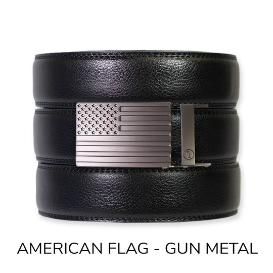 Black Leather Ratchet Belt &amp; Buckle Set