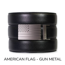 Load image into Gallery viewer, Black Leather Ratchet Belt &amp; Buckle Set
