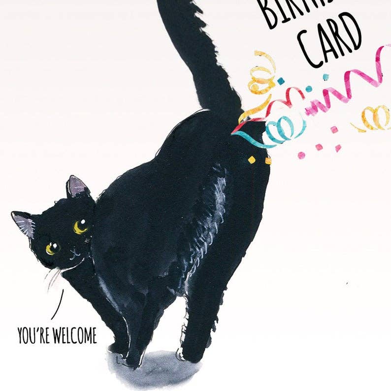 Black Cat Fart - Funny Birthday Card