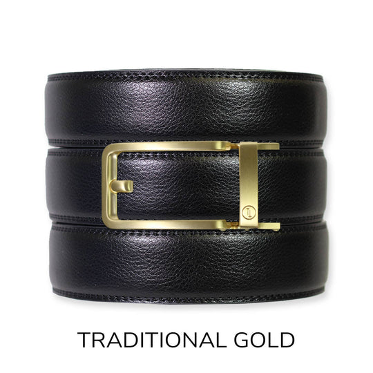 Black Leather Ratchet Belt &amp; Buckle Set