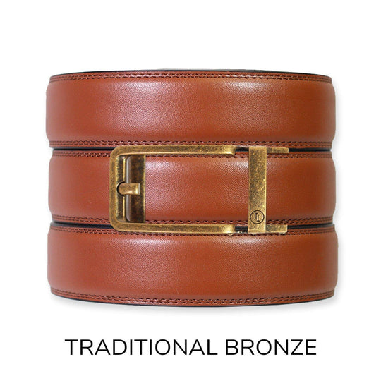 Chili Brown Leather Ratchet Belt &amp; Buckle Set