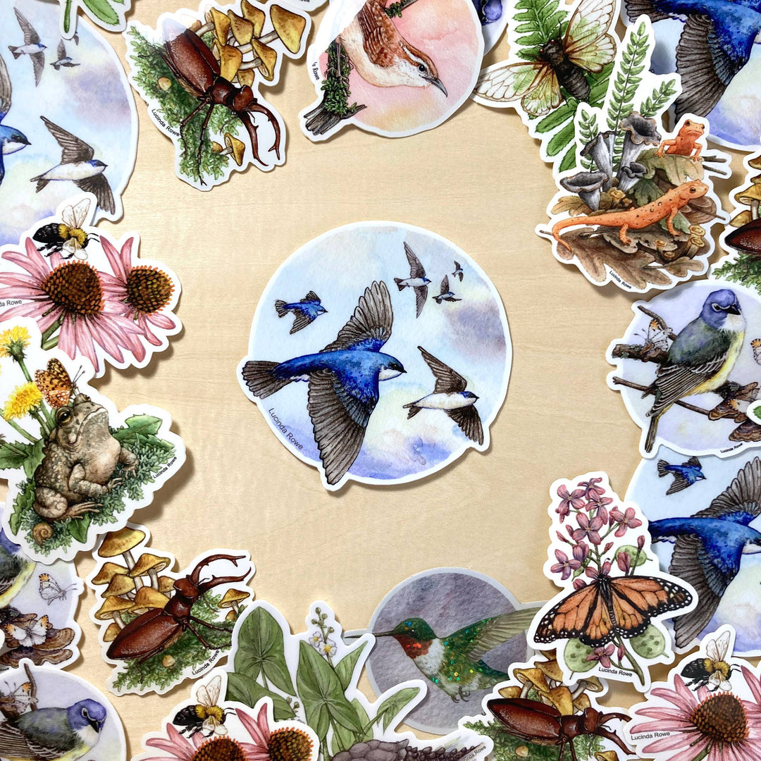 Vinyl Sticker - Tree Swallows Flying