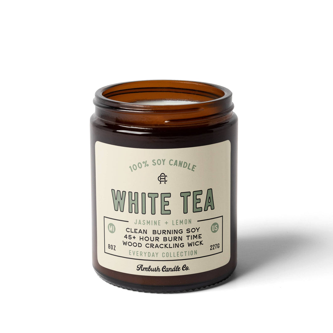 White Tea | Jasmine + Lemon 8oz Soy Candle