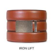 Load image into Gallery viewer, Chili Brown Leather Ratchet Belt &amp; Buckle Set
