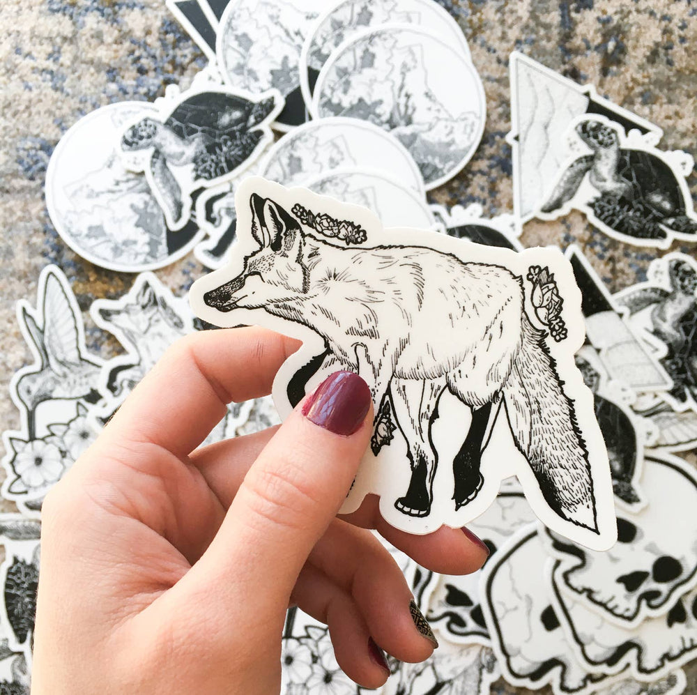 Floral Fox 4x4 Die Cut Stickers