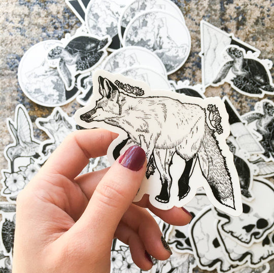 Floral Fox 4x4 Die Cut Stickers