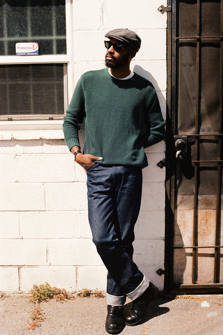 JACQUES WAFFLE KNIT SWEATER - Pine Needle