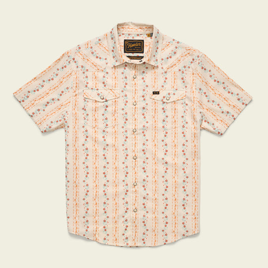 H Bar B Snapshirt - Hibiscus Ribbons : Riverbed Oxford