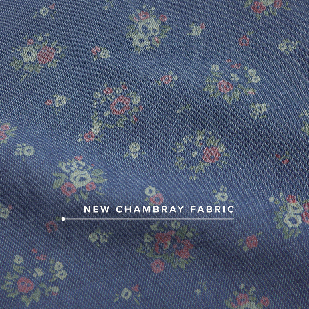 H Bar B Snapshirt - Bouquets: Washed Indigo