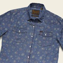 Load image into Gallery viewer, H Bar B Snapshirt - Bouquets: Washed Indigo
